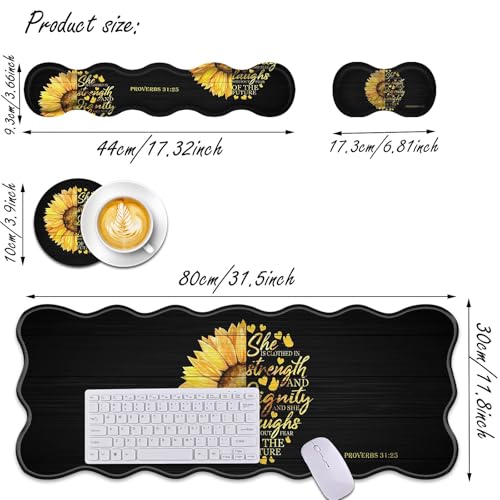 Bxgolkgd Desk Mat Set,Mouse Pad with Keyboard Wrist Rest & Mouse Wrist Rest,Wave-Shaped Design,Non-Slip Rubber Base,Ergonomic Desk Mat for Home,Office,Gaming,Quote Bible Verse Proverbs 31:25 - color: Quote Bible Verse Proverbs 31:25