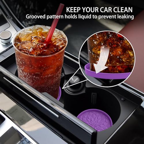 ME.FAN Car Coasters for Cup Holders [4 Pack] - 2.75In Silicone Auto Mug Mats - Universal Non-Slip Recessed Car Interior AccessoriesDeep Purple - color: 4pack-deep Purple