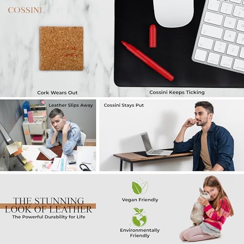 Cossini XL Desk Pad - Large Vegan Leather Desk Mat 17 x 36- Buttery Smooth Writing, Damage Blocking, Non-Slip, Waterproof - Home Office Computer Desk Protector Blotter Laptop Keyboard Mouse Pad - color: Black