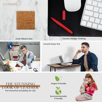 Cossini XL Desk Pad - Large Vegan Leather Desk Mat 17 x 36- Buttery Smooth Writing, Damage Blocking, Non-Slip, Waterproof - Home Office Computer Desk Protector Blotter Laptop Keyboard Mouse Pad - color: Black
