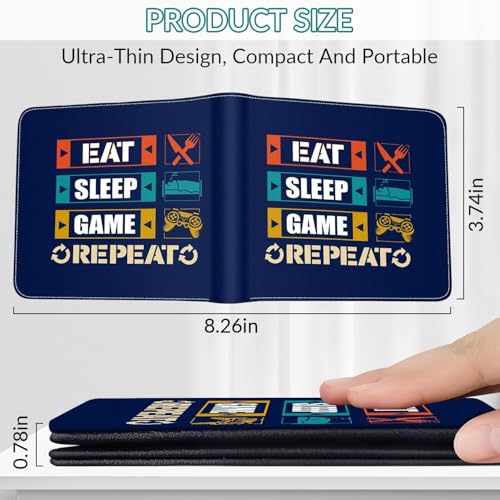 EXXBYELI Boys Wallet Gamepad Leather Wallets Credit Id Card Cash Holder Black Rfid Blocking Zipper Cute Cool Funny Aesthetic Wallets With Coin Pocket Id Window Teen Wallets for Boys Teenager Wallet - color: games-text-2