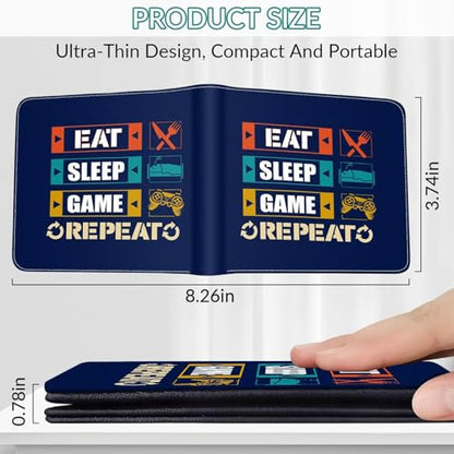 EXXBYELI Boys Wallet Gamepad Leather Wallets Credit Id Card Cash Holder Black Rfid Blocking Zipper Cute Cool Funny Aesthetic Wallets With Coin Pocket Id Window Teen Wallets for Boys Teenager Wallet - color: games-text-2