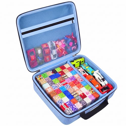 COMECASE Magnetic Block Storage Case Compatible with Goody King/for Magneverse/for LADFAR/for Intoypad, Fits 300+ 0.8in Cubes, Hard Carrying Bag with Divider for Kids STEM Building Blocks (Bag Only) - color: Blue