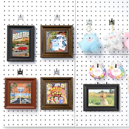 HUHOLE 20PC Pegboard Picture Hangers for 1/8 & 1/4 Inch Pegboards | U Shape Display Hooks with 10 lb Capacity for Pictures, Jewelry, Keys, Lanyards, Arts, Crafts and Retail - color: Silver