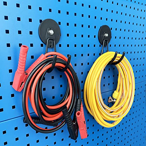 ULIBERMAGNET Strong Magnetic Hooks,2 Pack Heavy Duty Large Magnetic Hooks for Extension Cord, Cable, Hose, Power Cord,Rope,Drill,Jig Saw,Circular Saw,Garden Lawn Tools (Black/3.46inch) - style: 3.46" Sturdy Magnetic XJ Hooks Black 2PC