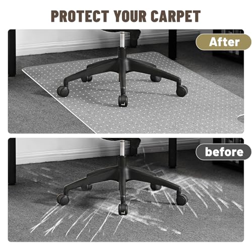 Clear Office Chair Mat for Carpet - 36"x48" Heavy-Duty Protection for Low Pile Carpets - Not Suitable for Hardwood Floors - size: 48×36inch