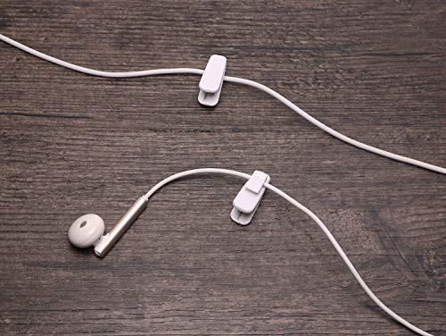Mini Skater 1 Inch Length Small Earphone Wire Clips Headphone Mount Cable Clothing Clip Earbud Clip to Keep Earphone/Microphone Cord in Place for 1.5mm Wires Diameter Round Wire Earphones,6Pcs (White) - color: White