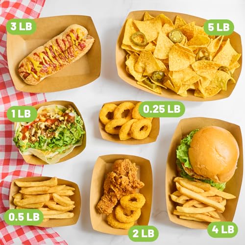 ZORRITA Small Paper Food Trays, 1/2 Lb, 120 Pack, Disposable | Mini Brown Paper Food Boats, Serving Baskets, For Party Nachos Fries Tacos Snacks Treats - size: 1/2 lb