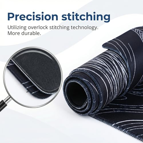 Large Gaming Mouse Pad 31.5x11.8 inch, 3mm Thick Non-Slip Rubber Base with Stitched Edges, Japanese Wave Style Desk Mat for Office, Home, Game