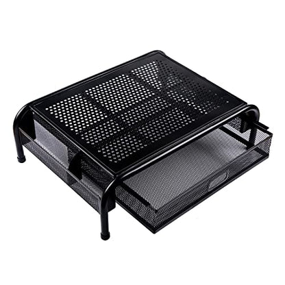 Mr. Pen- Metal Mesh Monitor Stand with Drawer | Computer Monitor Stand for Desk, with Storage, Monitor Riser with Storage, Desktop Monitor Stand