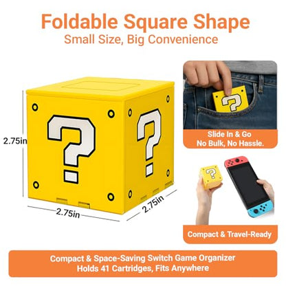 QUBAMG Switch 2 Game Case Compatible with Nintendo Switch 2 & Switch & Oled & Lite Cartridges, 41 Slots Foldable Switch Game Holder Portable Cute Game Card Storage Box Cube, Retro Gift Yellow - color: Yellow Smile