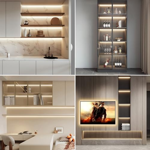 LED Shelf Light 12V,6.56Ft 6-in-1Dimmable Cuttable COB LED Strip Lights,with 60W Adapter Cabinet Light 4000K for Bookshelf, Display Cabinet, Closet, Kitchen and Pantry - color: Neutral White, size: 6.56Ft