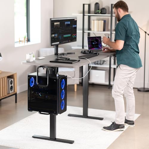 VIVO Heavy Duty Adjustable Under-Desk PC Mount, Home and Office Computer CPU Holder with Secure Locking, Supports up to 66 lbs, Black, MOUNT-PC04B - size: Large