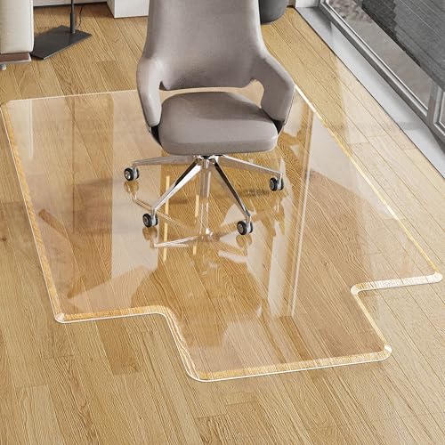 MESAILUP Beveled Edge Office Chair Mat for Carpet or Hardwood Floor, Crystal Clear 48" x 60" Desk Computer Chair Mat with Lip for a Smooth Glide and Easy Roll On/Off, Hard Heavy Duty and Non-Slip Pad - color: Clear, size: 48" x 60"