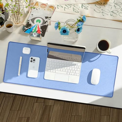 Reniteco Waterproof Large Gaming Mouse Pad with Durable Stitched Edges, Non-Slip Rubber Base, Grainy Jacquard Mouse Mat Desk Pad for Home Office Gaming, 27.6"x11.8"x0.12", Matte Blue - color: Matte Blue, size: 27.6''x11.8''x0.12"