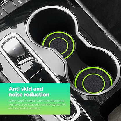 2 PCS Car Cup Holder Coaster,Car Coasters Cup Mats,2.75 Inch Universal Car Cup Coasters,Non-Slip Anti Dust Mats Cup Holder Insert Coaster, Suitable for Most Car Interior (Green) - color: Green