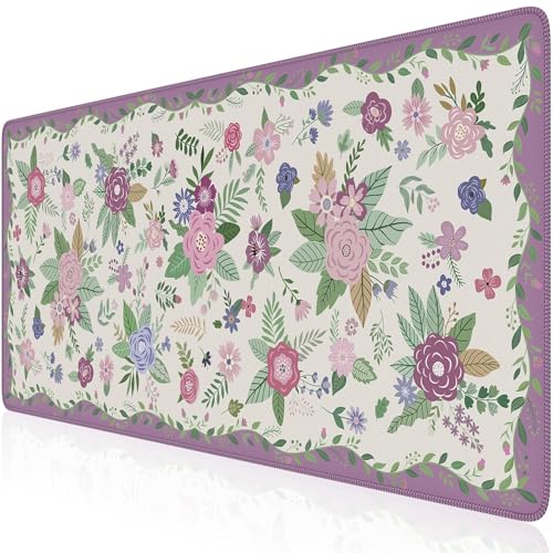 HAOCOO Purple Desk Cover Mat, Cute Large Mouse Pad with Stitched Edges, Non-Slip Waterproof Keyboard Mat, Office Supplies & Desktop Decor, Desk Pad Mat for Women Office Organizers - color: D-purple, size: 35.4" x 15.7"
