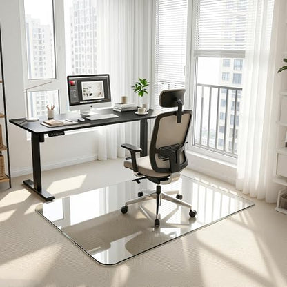 Antok Tempered Glass Chair Mat, 32"x48" Office Chair Mat for Carpet & Hardwood Floors, Heavy Duty 1/5" Desk Chair Mat for Smooth Rolling at Home or Office - size: 32"x48"