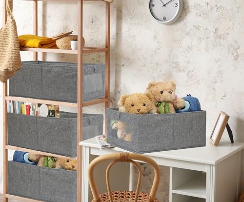 Fordonral 4 Pack Closet Organizers and Storage Bins, Storage Containers for Organizing Clothing, Jeans, Toys, Books, Shelves, Wardrobe - Closet Organizer, Large Storage Boxes Baskets with Window