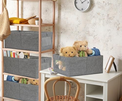 Fordonral 4 Pack Closet Organizers and Storage Bins, Storage Containers for Organizing Clothing, Jeans, Toys, Books, Shelves, Wardrobe - Closet Organizer, Large Storage Boxes Baskets with Window