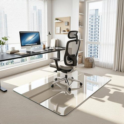 Antok Tempered Glass Chair Mat, 46"x55" Office Chair Mat for Carpet & Hardwood Floors, Heavy Duty 1/5" Desk Chair Mat for Smooth Rolling at Home or Office - size: 46"x55"