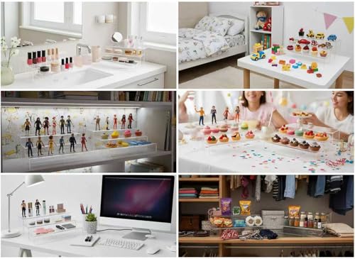 MerryNine Clear Acrylic Display Risers Stable Multi-Size | 6-Piece Set (8.66" base). Great for cosmetics, figurines, pop stands & displays. - size: 8.66 inch
