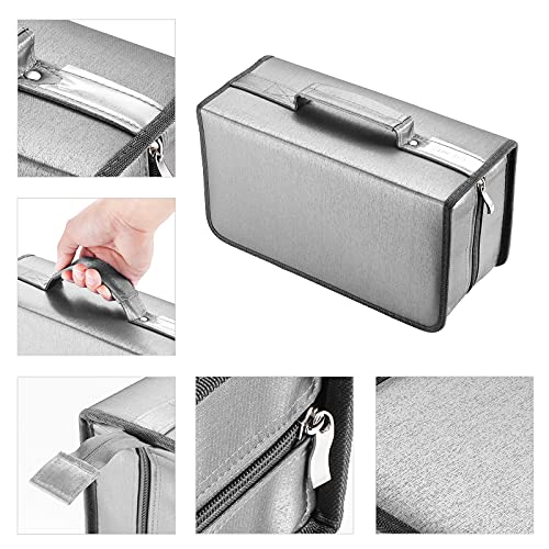 alavisxf xx CD Case, 160 Capacity Nylon Protective Disc Organizer for Car | CD DVD Holder, Portable Handle, Zipper Closure, Anti-Slip Sleeves, Heavy Duty Storage Bag, for Home Office Travel - color: Grey160