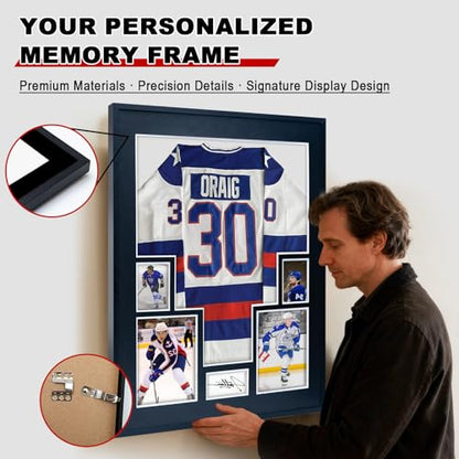 2 Pack Aluminum Jersey Display Frame Case Large Shadow Box Jersey Frame with Photo Slots 98% UV Protection Clear Acrylic for Football, Hockey, Basketball, Baseball Shirt Ideal Gift for Sports Fans - color: 2 Pack Jersey Frame