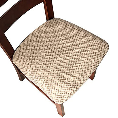 Genina Seat Covers for Dining Room Chair Seat Slipcovers Kitchen Chair Covers (Khaki, 4 Pcs) - color: Khaki, size: 4 PCS