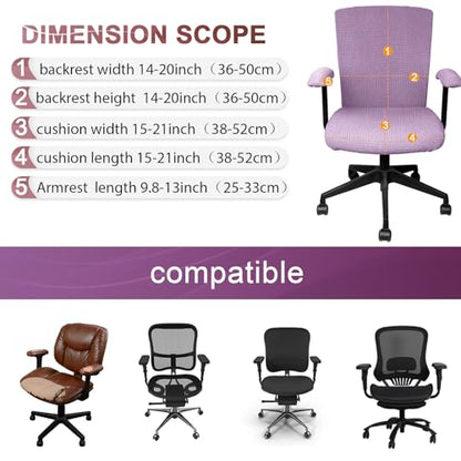 Tallew 4 Pcs Office Chair Covers Set Computer Universal Protective Stretchable Chair Seat Covers Desk Armrest Slipcovers Pads Office Cushion Backrest for Rotating (XL,Lilac Purple) - color: Lilac Purple