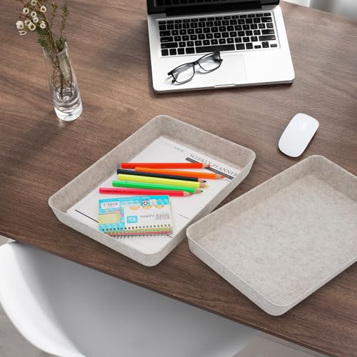 Welaxy 2pc Letter Size Felt File Folder Holder Oatmeal Document Paper Tray - color: Oatmeal