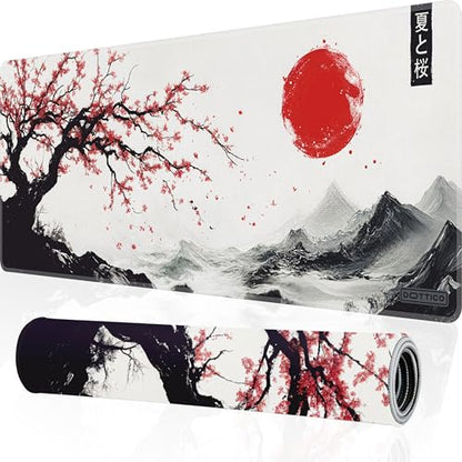 XL Sakura Cherry Blossom Mouse Pad – Japanese Gaming Desk Mat for Keyboard & Mouse – Non-Slip Water-Resistant Surface, Stitched Edges – 31.5x11.8 in (X-Large) - color: Sakura, size: 31.5L x 11.8W inches