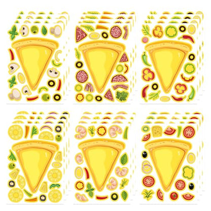 24 Sheets Make Your Own Pizza Stickers for Kids, Pizza Party & Family Night, Food Stickers, Motivational Reward Stickers for Teachers and Students - style: Pizza Stickers