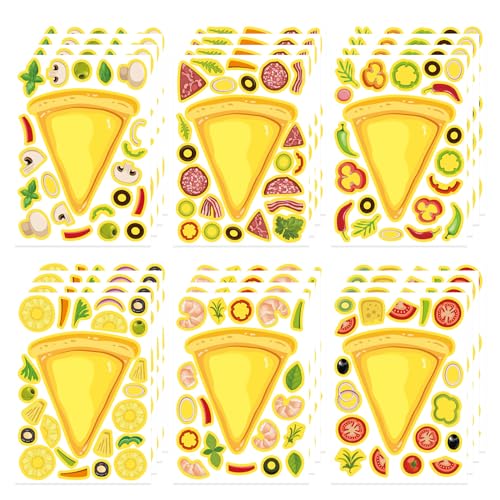 24 Sheets Make Your Own Pizza Stickers for Kids, Pizza Party & Family Night, Food Stickers, Motivational Reward Stickers for Teachers and Students - style: Pizza Stickers