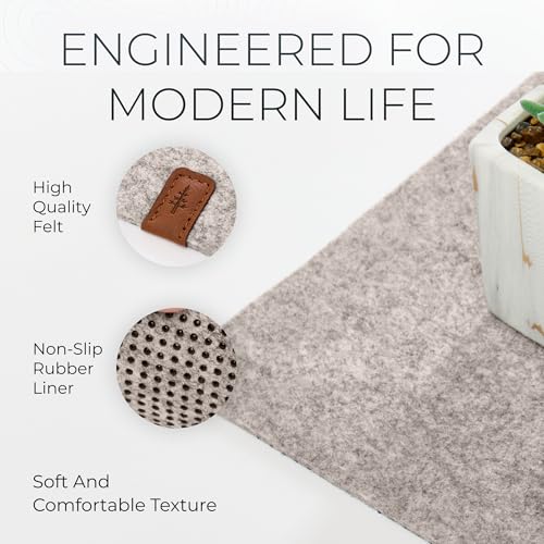 Nordik Large Felt Desk Mat – Stone Oat Beige – 35 x 17 inch – Computer Desk Mat – Keyboard and Mouse Pad – Large Desktop Felt Pad - color: Stone Oat