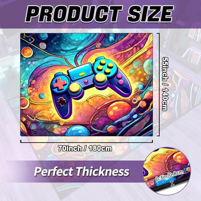 Game Area Rug Teen Boys Carpet, 3D Gaming Rugs Gamepad Controller Mat for Boys Girls Bedroom Playroom, Non-Slip Scrawl Style Gamer Rugs Children Gaming Area Rug (70" x 55") - color: Scrawl Style 1, size: 4'7" x 5'10" (Rectangular)