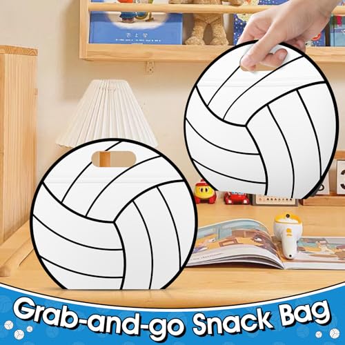 AKAIXI 24pcs 3.5Mil Thickened Volleyball Gift Bags Reusable Sealed Bags | with Handle Stand-up Volleyball Treat Bags for Volleyball Coach Team and Volleyball Mom, Party Favor Birthday Gifts Supplies - color: Volleyball