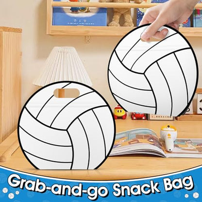 AKAIXI 24pcs 3.5Mil Thickened Volleyball Gift Bags Reusable Sealed Bags | with Handle Stand-up Volleyball Treat Bags for Volleyball Coach Team and Volleyball Mom, Party Favor Birthday Gifts Supplies - color: Volleyball