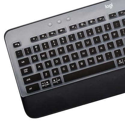 Keyboard Cover Skin for Logitech MK545 MK540 Wireless Keyboard, Logitech MK545 Keyboard Protector, Logitech MK540 Ultra Thin Desktop PC Silicone Clear Keyboard Skin Protector-Black - color: Black