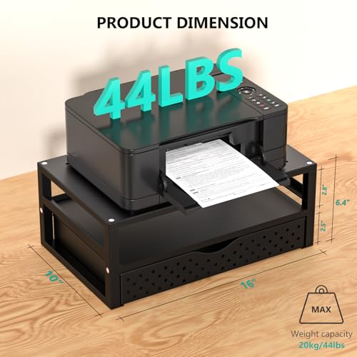 WALI Monitor Stand Riser with Drawer, Desk Organizers and Accessories for Computer, Printer, Laptop Stand for Home Office Supplies, (PTT005-B), 1 Pack, Black - color: Black, size: 16"L * 10"W,14" 1 Drawer