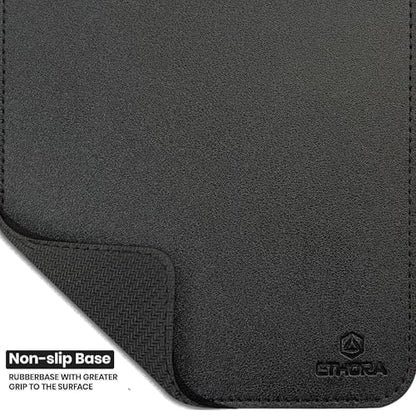 Faux Leather Mouse Pad 6 x 8 INCH – Elegant & Waterproof | Synthetic Leather, Non-Slip Rubber Base, Stitched Edges | Ideal for Laptop, Office, Travel (Black) - color: BLACK