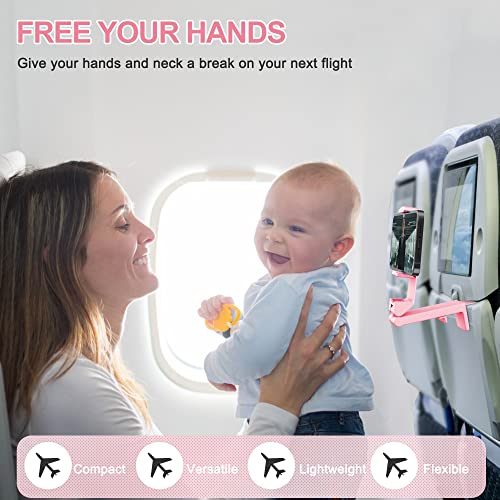 Perilogics Airplane Phone Holder Mount Universal in Flight Hands Free Viewing with Multi-Directional Dual 360 Degree Rotation (Black/Pink) - color: Black / Pink