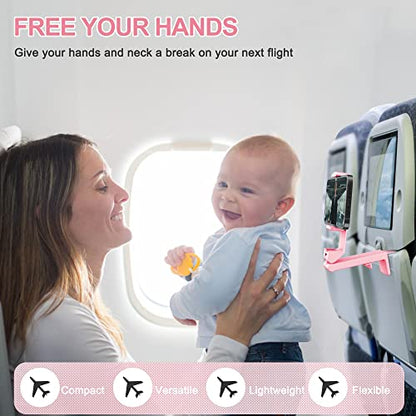 Perilogics Airplane Phone Holder Mount Universal in Flight Hands Free Viewing with Multi-Directional Dual 360 Degree Rotation (Black/Pink) - color: Black / Pink
