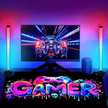 Gamer Gaming Mouse Pad, Blacklight Game Controller Horror Skull Waterproof Large Mouse Mat, 31.5" x 11.8" Skeleton Glowing Extended Non-Slip Rubber Base, Office & Home Keyboard Pad - color: Gamer C