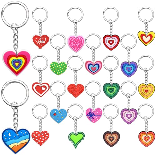 Keychains Bulk,Funny Key Chain for Prizes Incentives Holiday Gifts Birthday Party Favors - color: 20pcs Heart Keychains