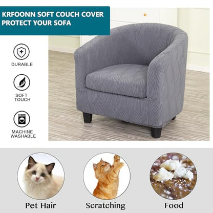 KRFOONN Club Chair Slipcover 2 Piece Stretch Printed Round Barrel Chair Covers Removable Tub Chair Slipcover with Elastic Bottom Chair Coverings Furniture Protector Cover for Living Room, B61 - color: Colorb61