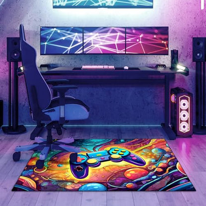 Game Area Rug Teen Boys Carpet, 3D Gaming Rugs Gamepad Controller Mat for Boys Girls Bedroom Playroom, Non-Slip Scrawl Style Gamer Rugs Children Gaming Area Rug (70" x 55") - color: Scrawl Style 1, size: 4'7" x 5'10" (Rectangular)