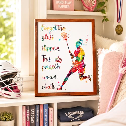 Inspirational Watercolor Lacrosse Girl Athlete with Empowering Quote Art Print for Girl's Bedroom Empowerment, Locker Team Spirit, Young Laxer Surprises, Aspiring Midfielder Tokens, Team Captain Honors, Coach Appreciation, Birthday Gifts - 8x10 Unframed P