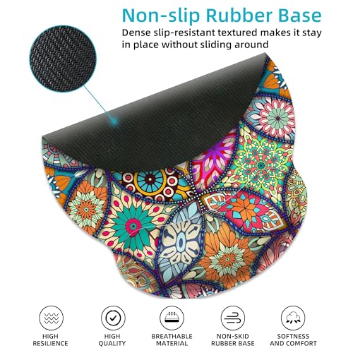 Ergonomic Mouse Pad with Wrist Support,Boho Modern Art Mouse Pad with Wrist Rest,Relieve Wrist Pain Mousepad Non-Slip Rubber Base,Mouse Pads for Desk,Computers,Laptop,Office,Gaming,Accessories - color: Boho Modern Art