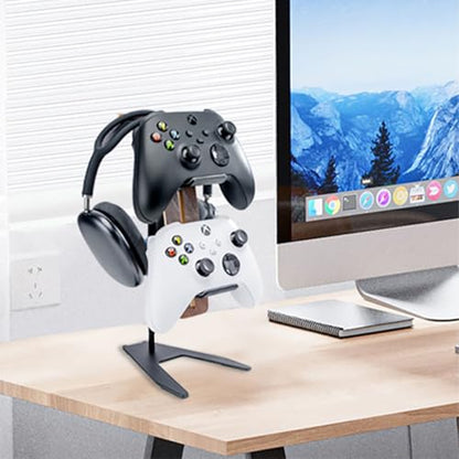 Controller Stand and Headphone Stand, Creative Wooden Controller Holder for Game Room Décor, Controller Stand for Desk, Fit Xbox, PS4, PS5